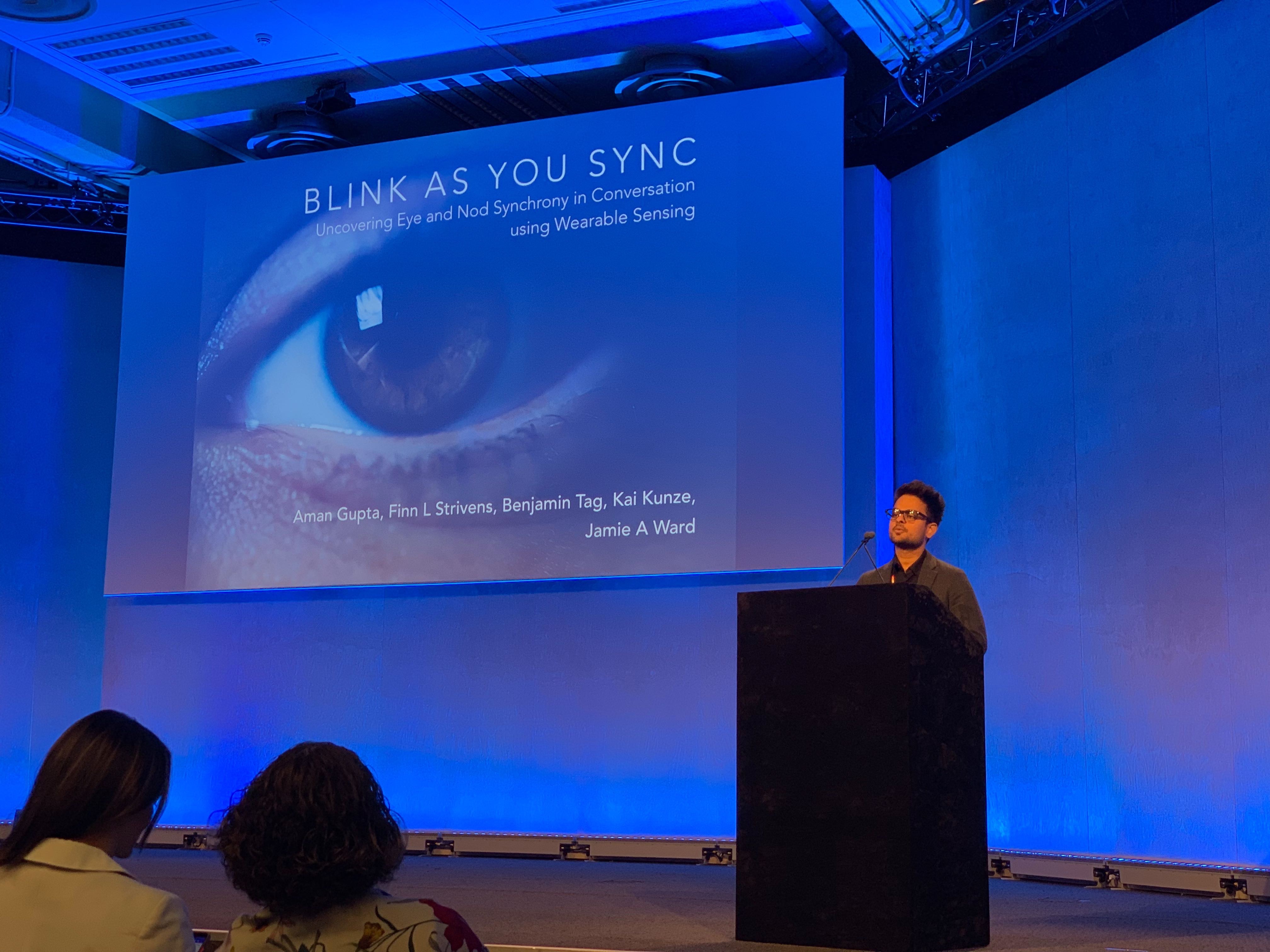 Aman presenting his wearable sensing research at UbiComp 2019